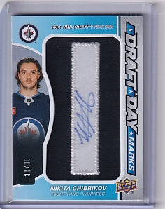 Nikita Chibrikov Draft Day Marks Auto "I" 31/35 Card DDM-NC 2024-25 SP Game Used Rookie Card RC Winnipeg Jets