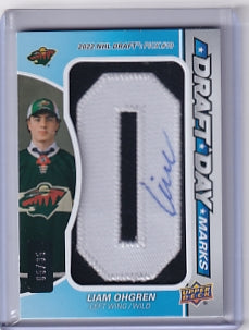 Liam Ohgren Draft Day Marks Auto "O" 05/35 Card DDM-LO 2024-25 SP Game Used Rookie Card RC Minnesota Wild