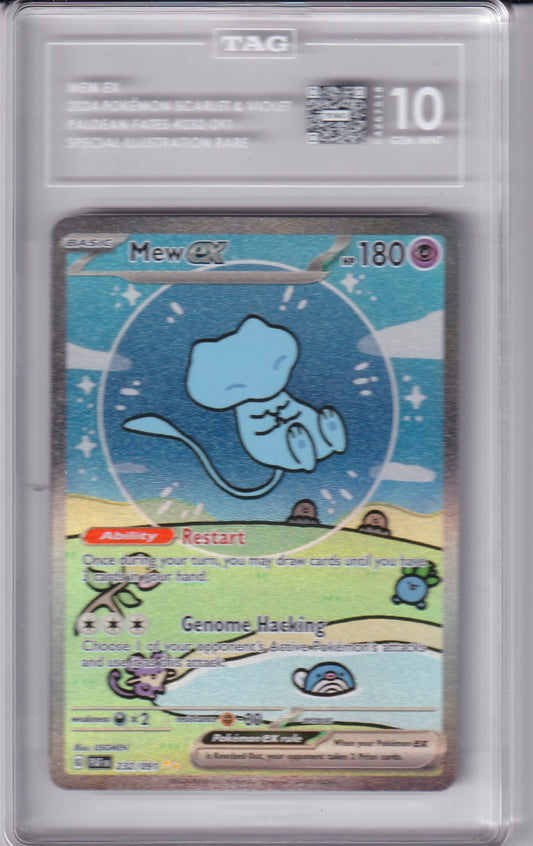 MEW ex 2024 Paldean Fates Special Illustration Rare Card 232/091 TAG 10 - Bubble Mew Scarlet & Viloet