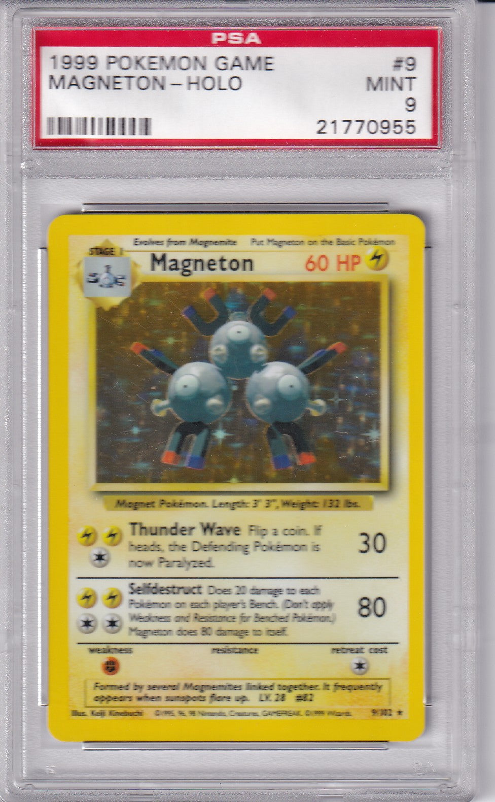 1999 MAGNETON Holo Base Set 9/102 Pokemon Card PSA 9