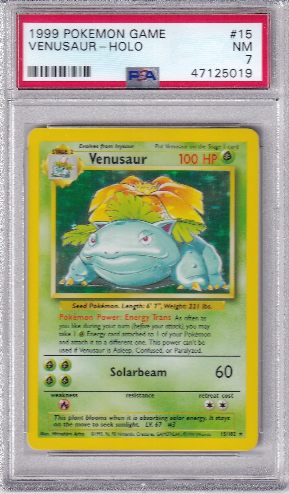 1999 VENUSAUR Holo Base Set  15/102 Pokemon Card PSA 7 #4