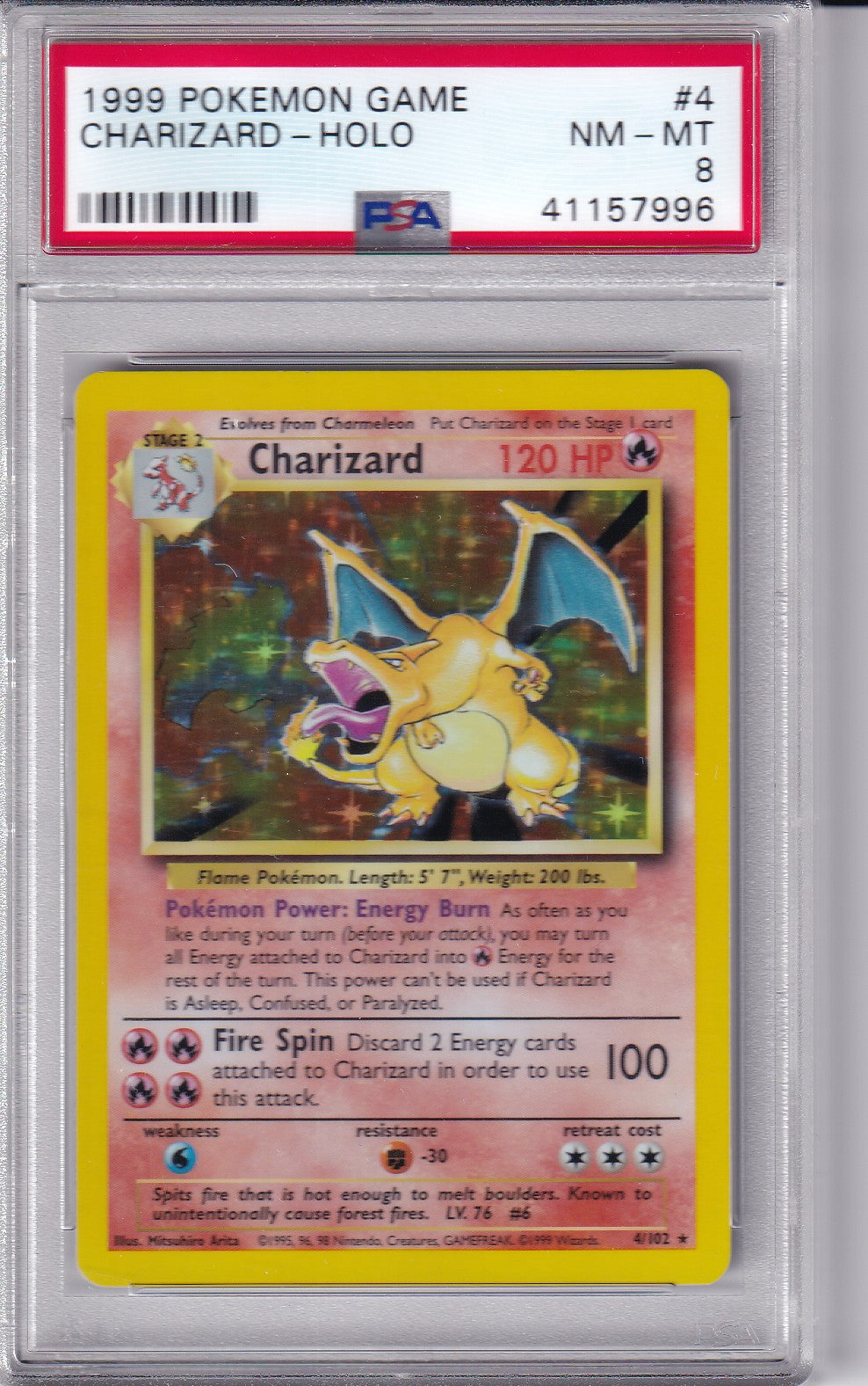 1999 Charizard Holo Base Set  4/102 Pokemon Card PSA 8 #1