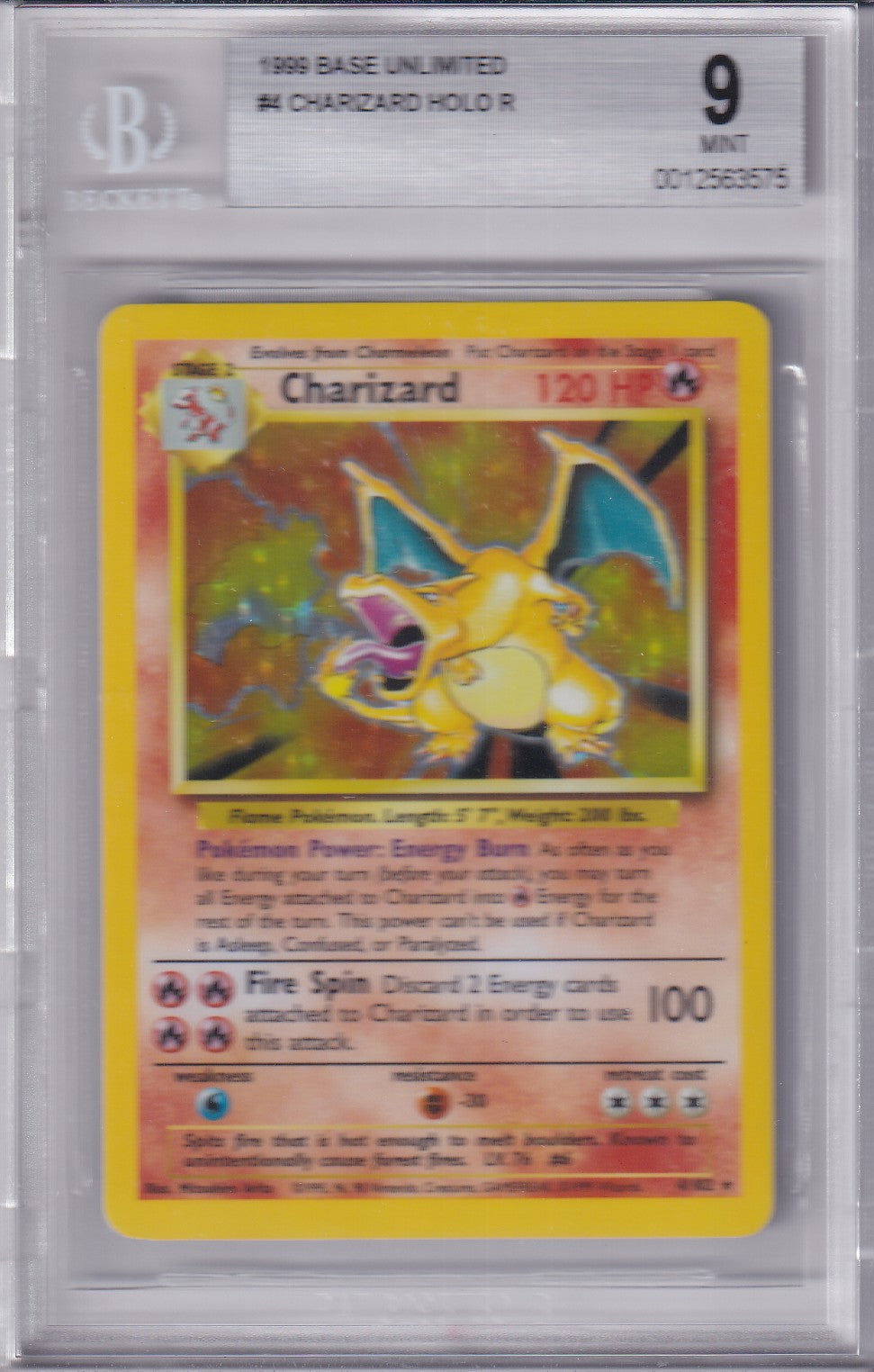 1999 Charizard Holo Base Set  4/102 Pokemon Card BGS 9