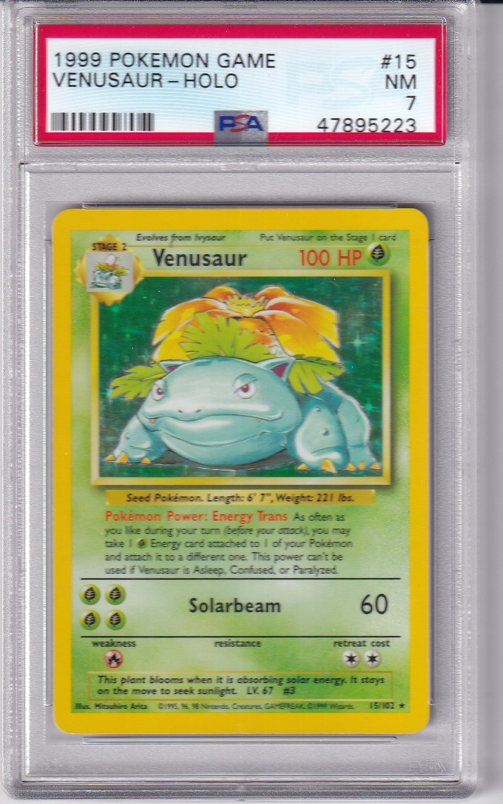 1999 VENUSAUR Holo Base Set  15/102 Pokemon Card PSA 7 #1