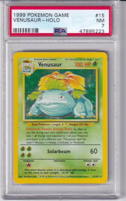 1999 VENUSAUR Holo Base Set  15/102 Pokemon Card PSA 7 #1