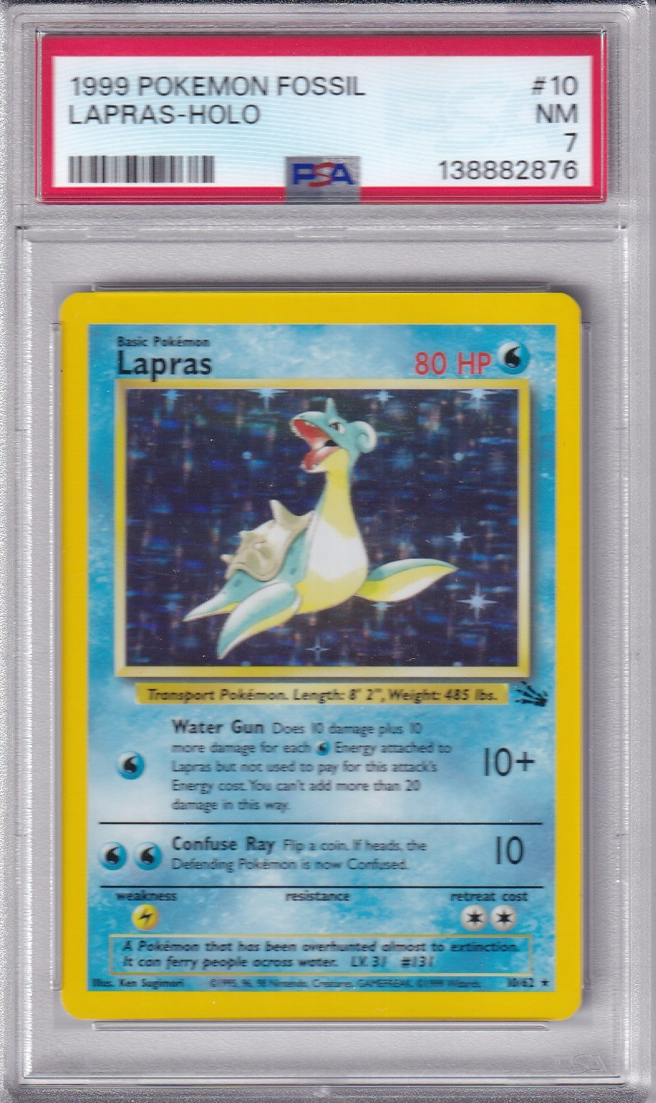 LAPRAS - HOLO 1999 Pokemon Fossil #10 PSA 7