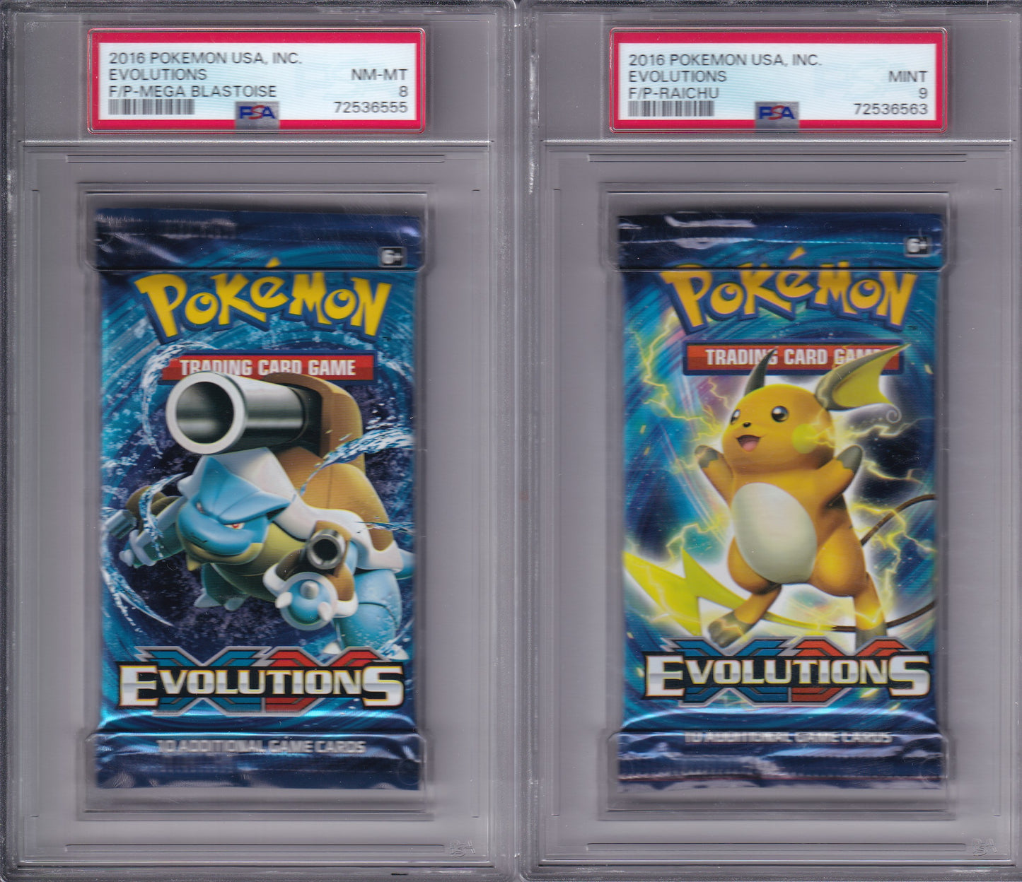 Pokémon 2016 XY EVOLUTIONS Foil Pack Art Set of 4 - PSA Graded 8,8,8,9