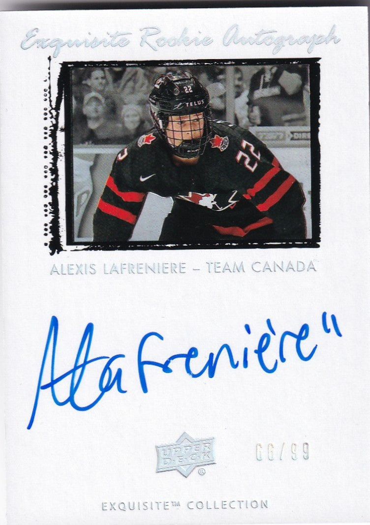 ALEXIS LAFRENIERE - 2020-21 UD The Cup The Exquisite Collection Rookie Autograph 66/99 Team Canada RC 2008-09 Tribute
