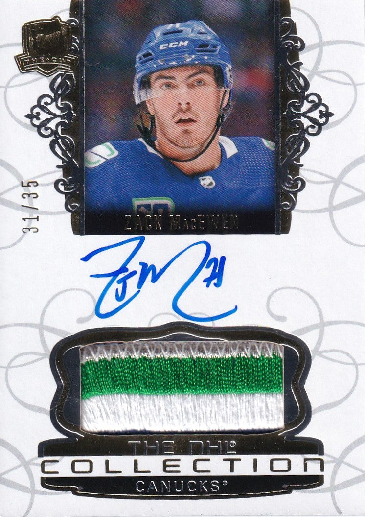 ZACK MacEWEN - 2019-20 UD The Cup The NHL Collection Rookie Auto Patch /31 Vancouver Cancks RC
