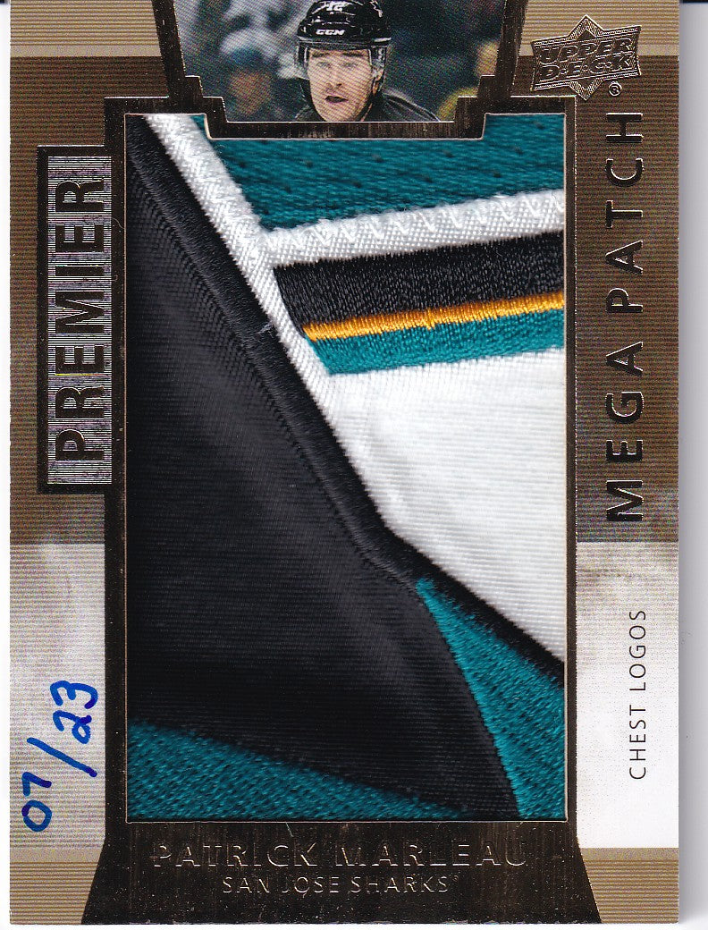 PATRICK MARLEAU 2014-15 UD premier MEGA Patch Chest Logos Card 07/23 San Jose Sharks