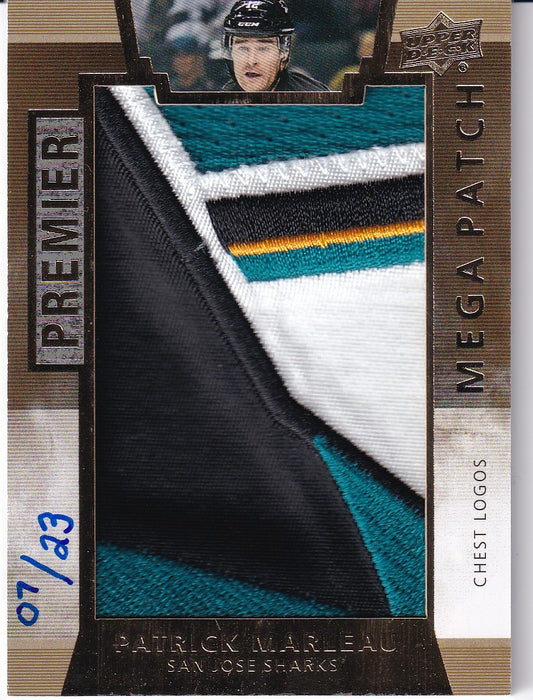 PATRICK MARLEAU 2014-15 UD premier MEGA Patch Chest Logos Card 07/23 San Jose Sharks