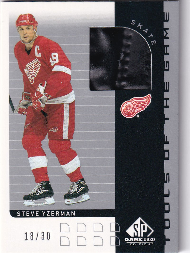 STEVE YZERMAN 2001-02 SP Game Used Tools of the game SKATE 10/30 T-SY Detroit Red Wings