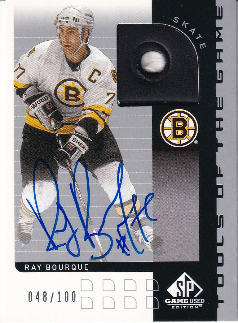Ray Bourque 2001-02 SP Game Used Tools of the game autographed SKATE 48/100 ST-RB