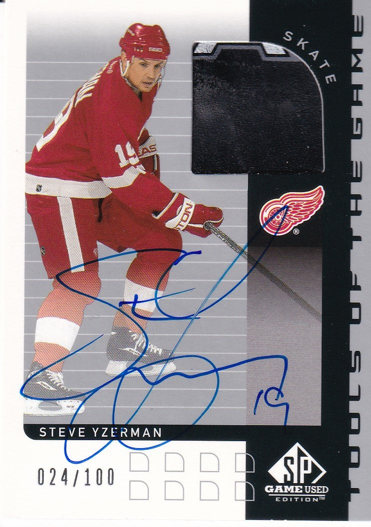 STEVE YZERMAN 2001-02 SP Game Used Tools of the game autographed SKATE 24/100 ST-SY Detroit Red Wings