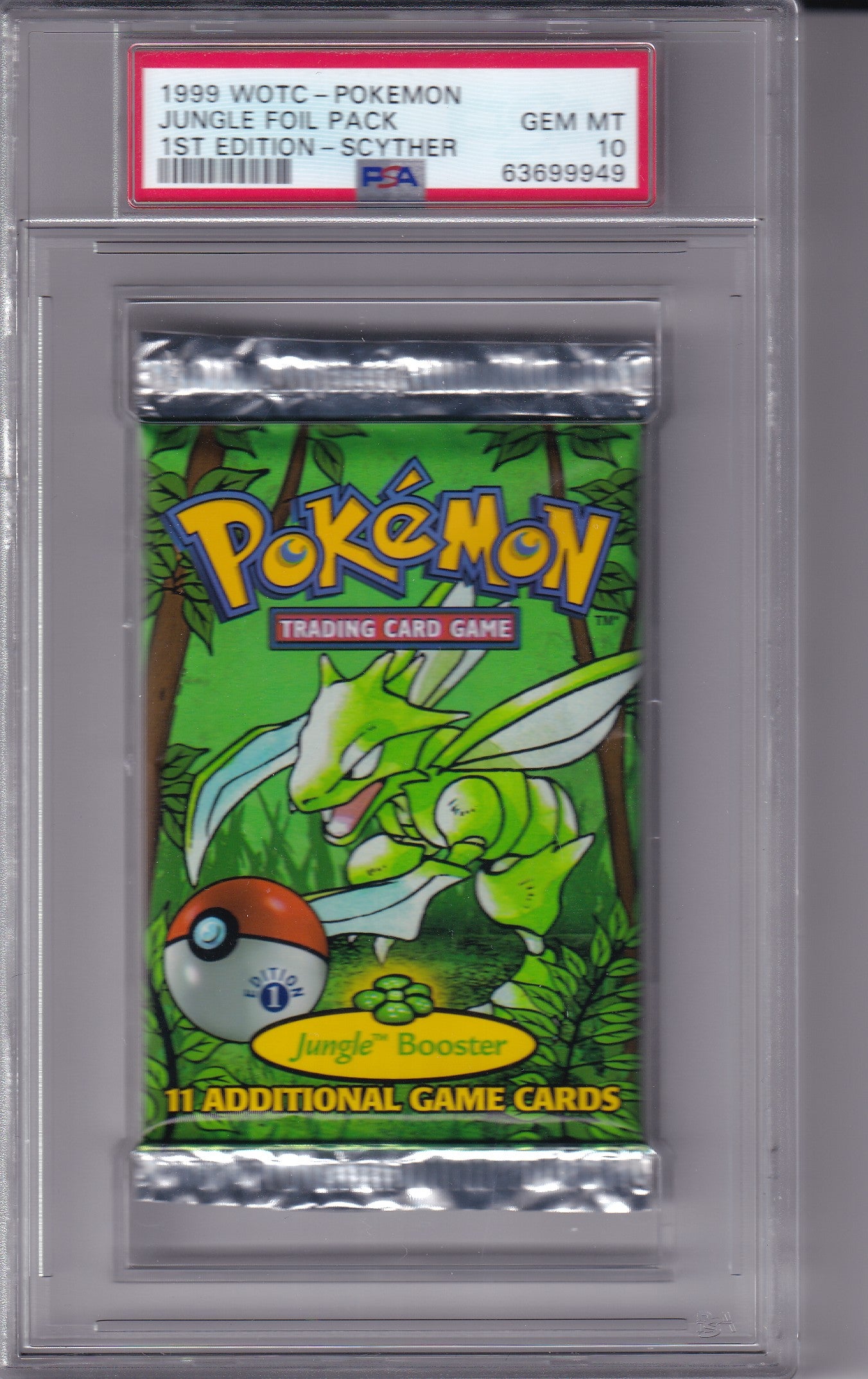 Pokémon 1999 Foil 1st Edition Booster Pack - PSA 10 - SCYTHER WOTC