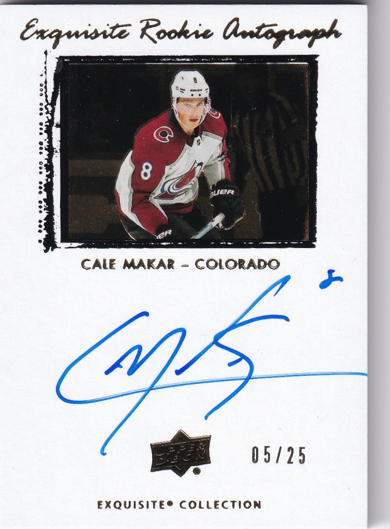 Cale Makar 2018-19 UD Exquisite Rookie Autograph Card Gold  05/25 Colorado Avalanche #09T-CM