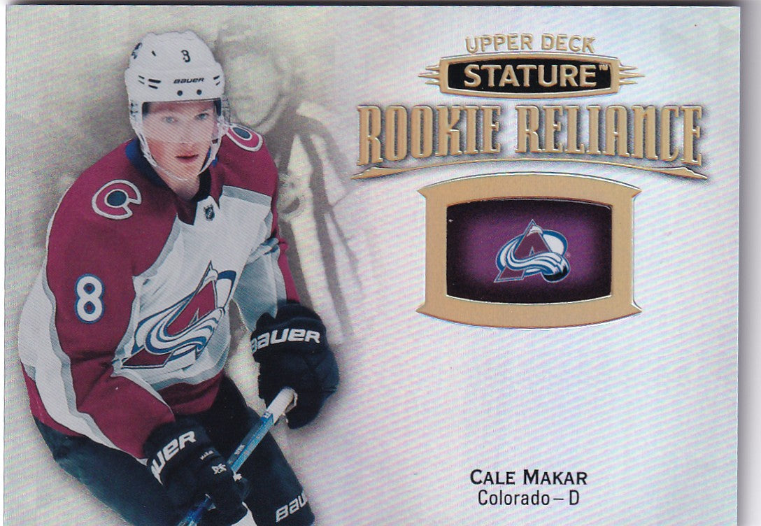 Cale Makar 2018-19 UD Stature  Rookie Reliance Card Gold #RR-12 Colorado Avalanche