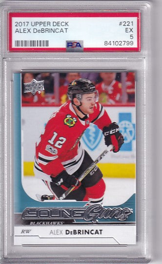2017-18 Upper Deck Series One Alex DeBrincat Young Guns #221 PSA 5
