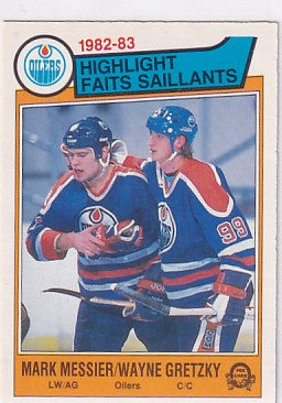 1983-84 O-Pee-Chee Mark Messier Wayne Gretzky Highlight #23