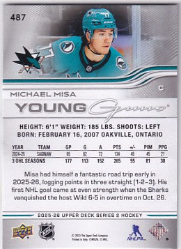 2025-26 Upper Deck Series Two Michael Misa Young Guns #487