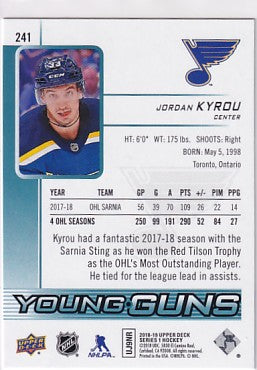 2018-19 Upper Deck Series One Jordan Kyrou Young Guns #241