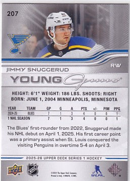 2025-26 Upper Deck Series One Jimmy Snuggerud Young Guns #207