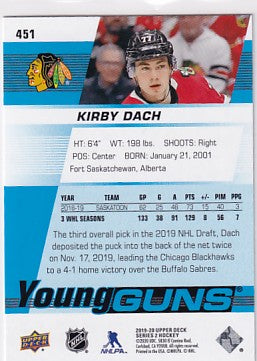 2019-20 Upper Deck Series Two Kirby Dach Young Guns #451