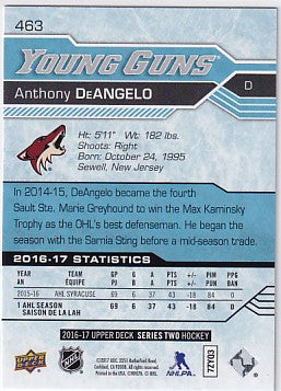 2016-17 Upper Deck Series Two Anthony DeAngelo Young Guns #463