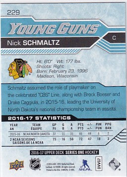 2016-17 Upper Deck Series One Nick Schmaltz Young Guns #229