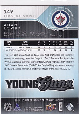 2014-15 Upper Deck Series One Adam Lowry Young Guns #249
