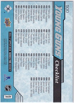 2016-17 Upper Deck Series Two Mitch Marner Patrik Laine Young Guns Checklist #500