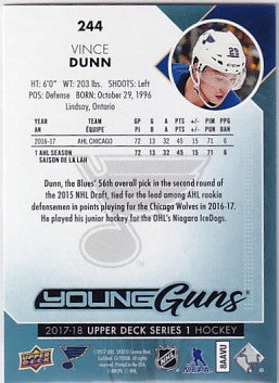 2017-18 Upper Deck Series One Vince Dunn Young Guns #244