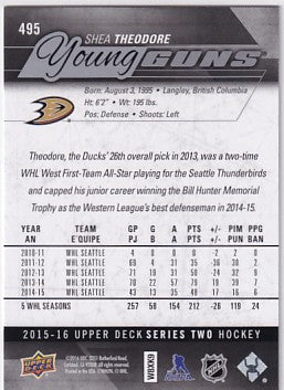 2015-16 Upper Deck Series Two Shea Theodore Young Guns #495