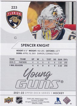 2021-22 Upper Deck Series One Spencer Knight Young Guns #223