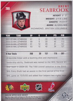 2005-06 Upper Deck Brent Seabrook Young Guns #209