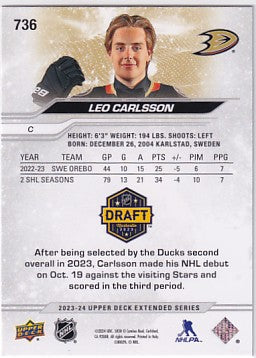 2023-24 Upper Deck Extended Series Leo Carlsson First Round Draft #736