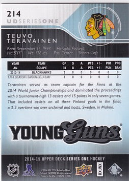 2014-15 Upper Deck Series One Teuvo Teravainen Young Guns #214