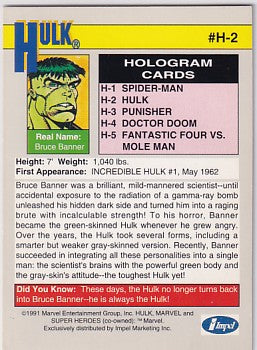 1991 Marvel Hulk Hologram H-2