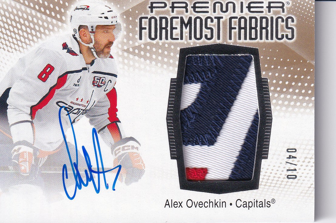 Alexander Ovechkin 2025-26 UD Premier Premier Foremost Fabrics Auto Patch 4/10 Washington Capitals FF-AO