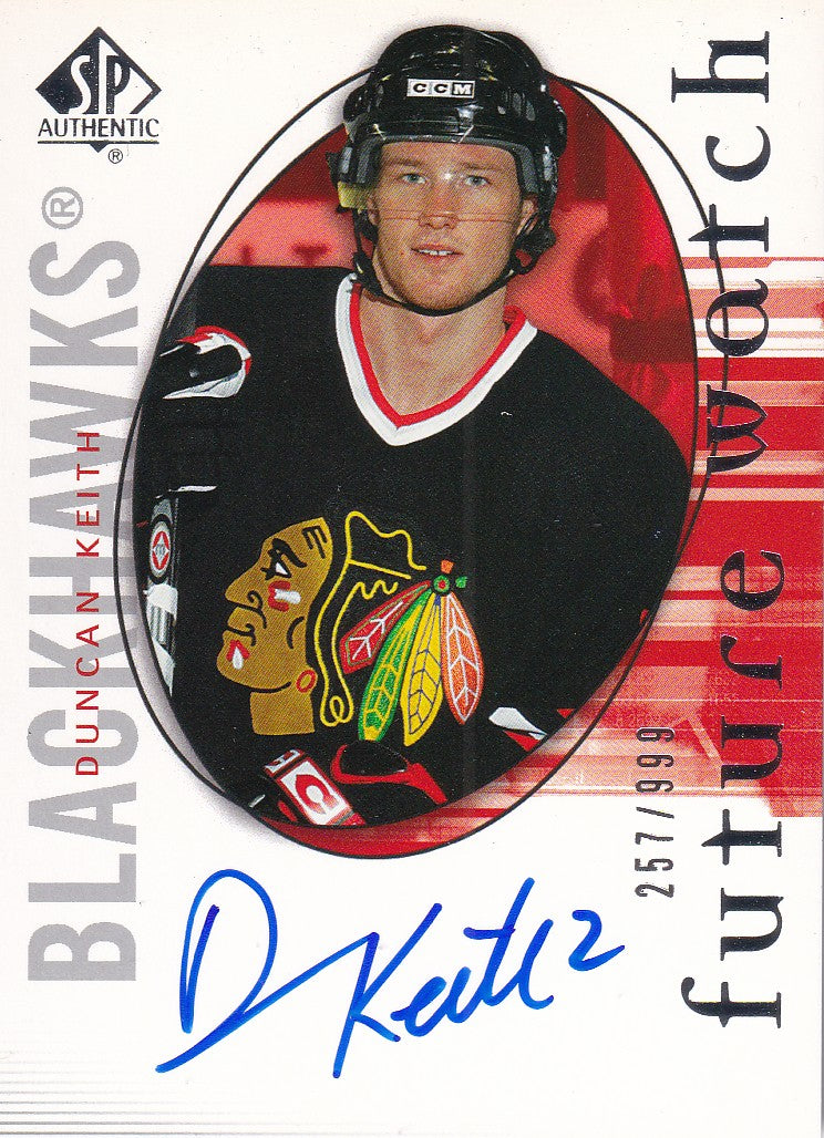 Duncan Kieth 2005-06 SP Authentic Autographed Future Watch Rookie Card 257/999 Chicago Blackhawks #147 SPA RC