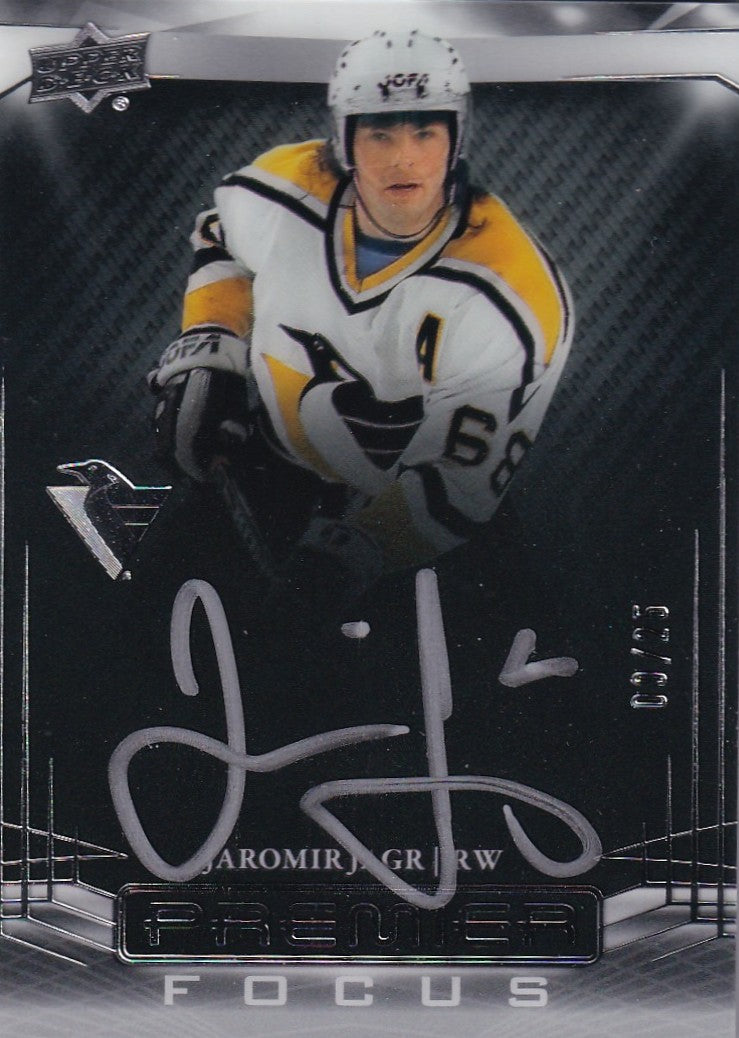 Jaromir Jagr 2025-26 UD Premier (2022-23 Update) Premier Focus Auto Autograph 09/25 Pittsburgh Penguins PFA-JJ