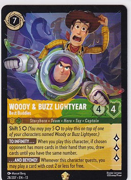Woody & Buzz Lightyear - Best Buddies 28/207 Legendary Cold Foil Disney Lorcana Attack Of The Vine