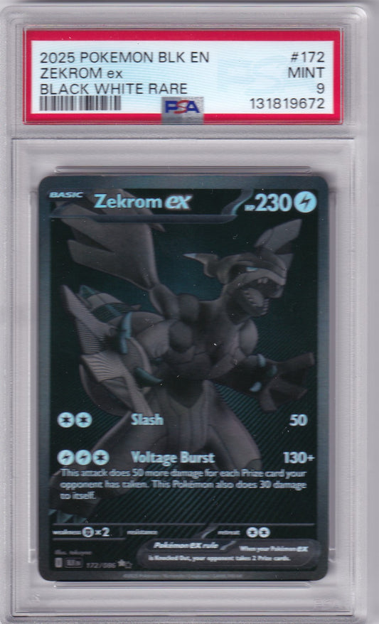 Zekrom ex Special Black White Rare - Black Bolt  172/086 PSA 9 Mint Pokemon