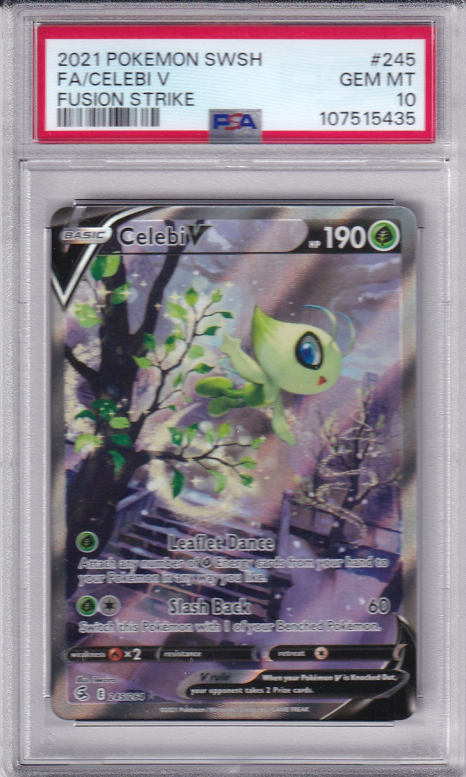 Celebi V - Fusion Strike Full Art PSA 10 Gem Mint Pokemon - 245/264 SWSH 2021