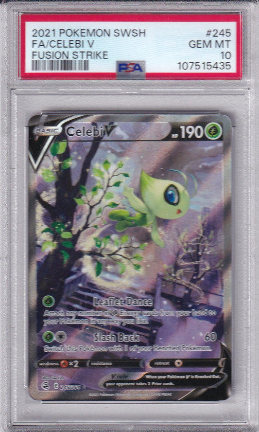 Celebi V - Fusion Strike Full Art PSA 10 Gem Mint Pokemon - 245/264 SWSH 2021