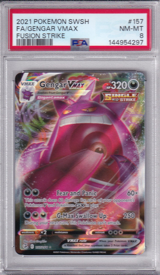 Gengar VMAX - Fusion Strike Full Art PSA 8 NM-MT Pokemon - 157/264 SWSH 2021