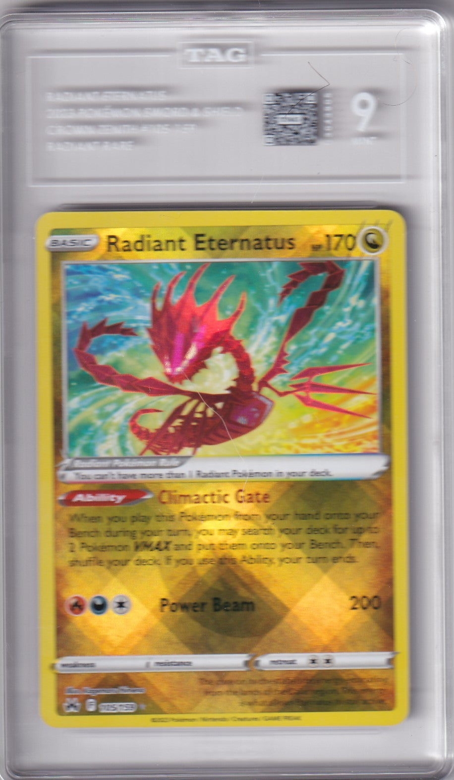 Radiant Eternatus  - 2023 Crown Zenith TAG 9 Mint Pokemon - SWSH 105/159