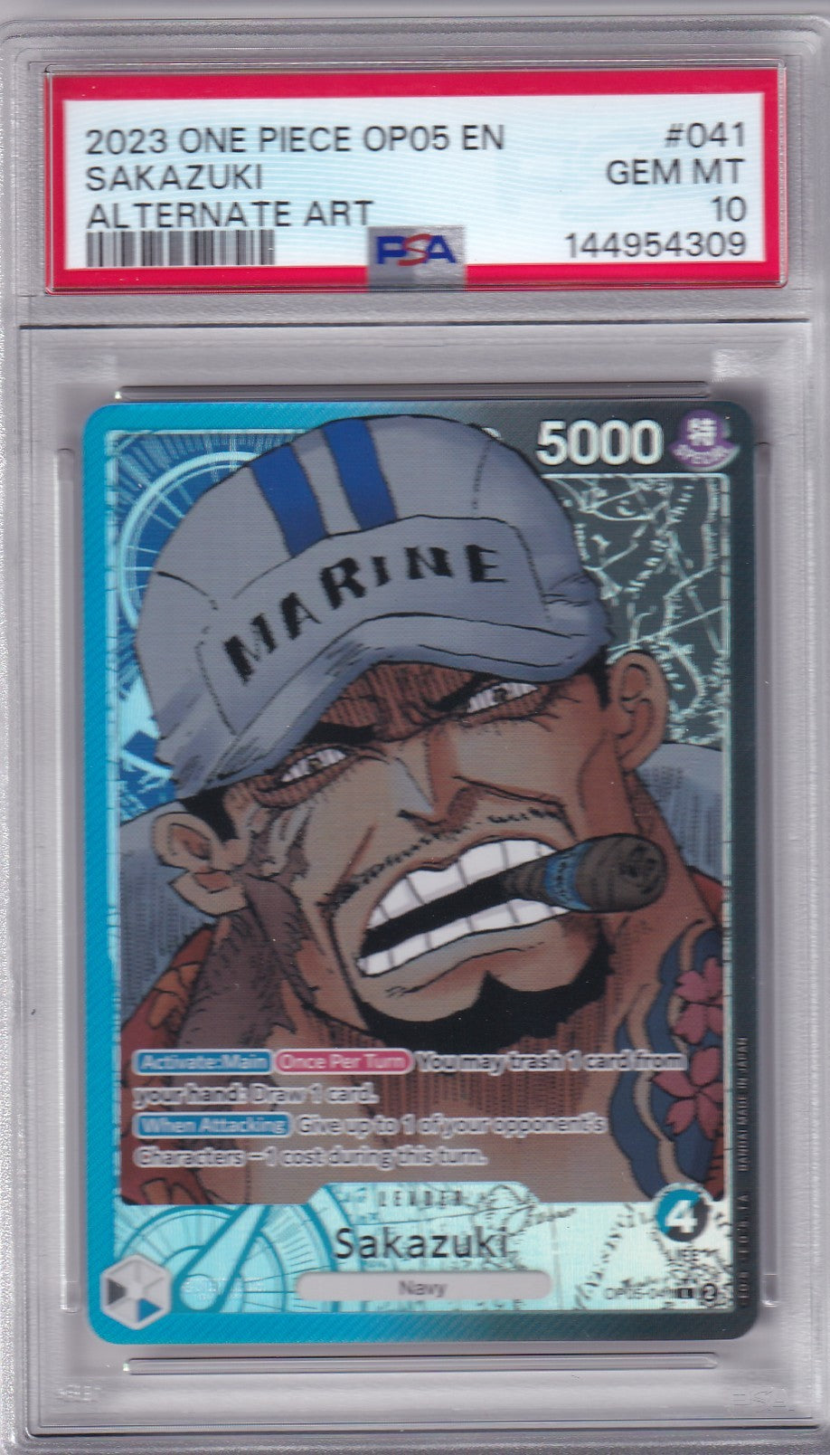Sakazuki Alternate Art Leader Card 2023 One Piece OP05-04 PSA 10 Gem Mint Awakening of a New Era