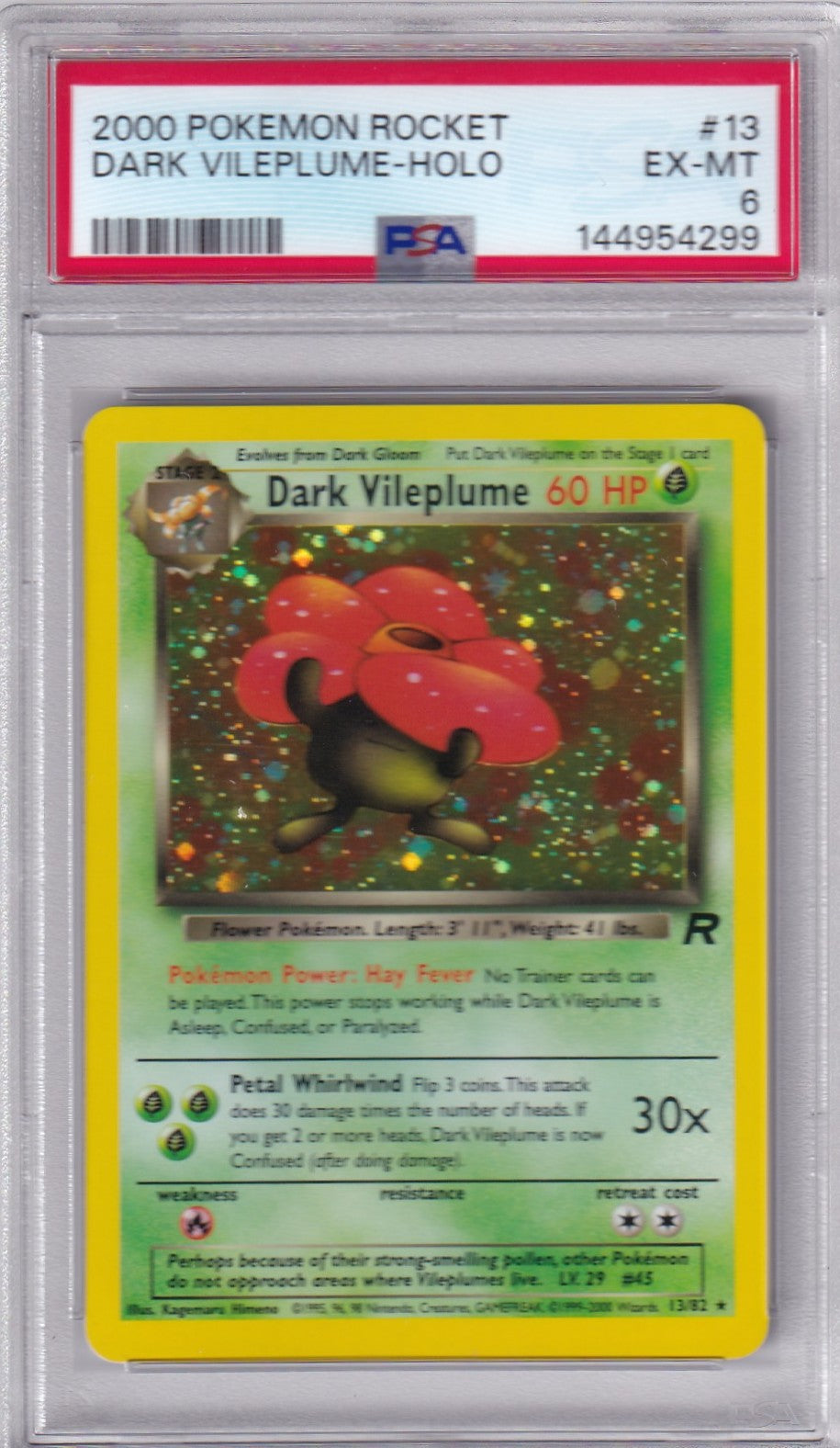 Dark Vileplume - 2000 Team Rocket Holo PSA 6 EX-NM Pokemon - 13/82