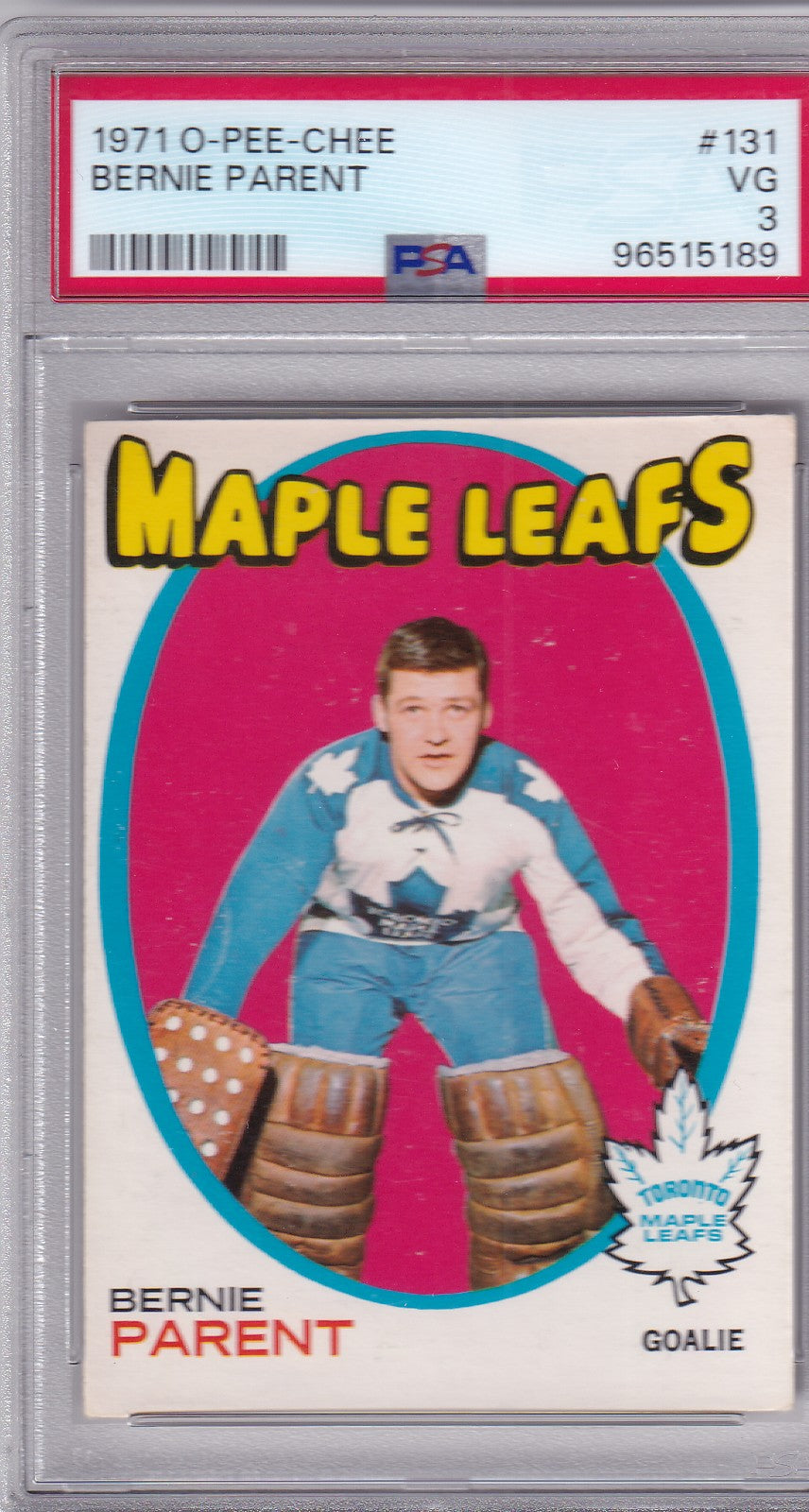 Bernie Parent 1971-72 O-Pee-Chee Card #131 OPC PSA 3 Toronto Maple Leafs